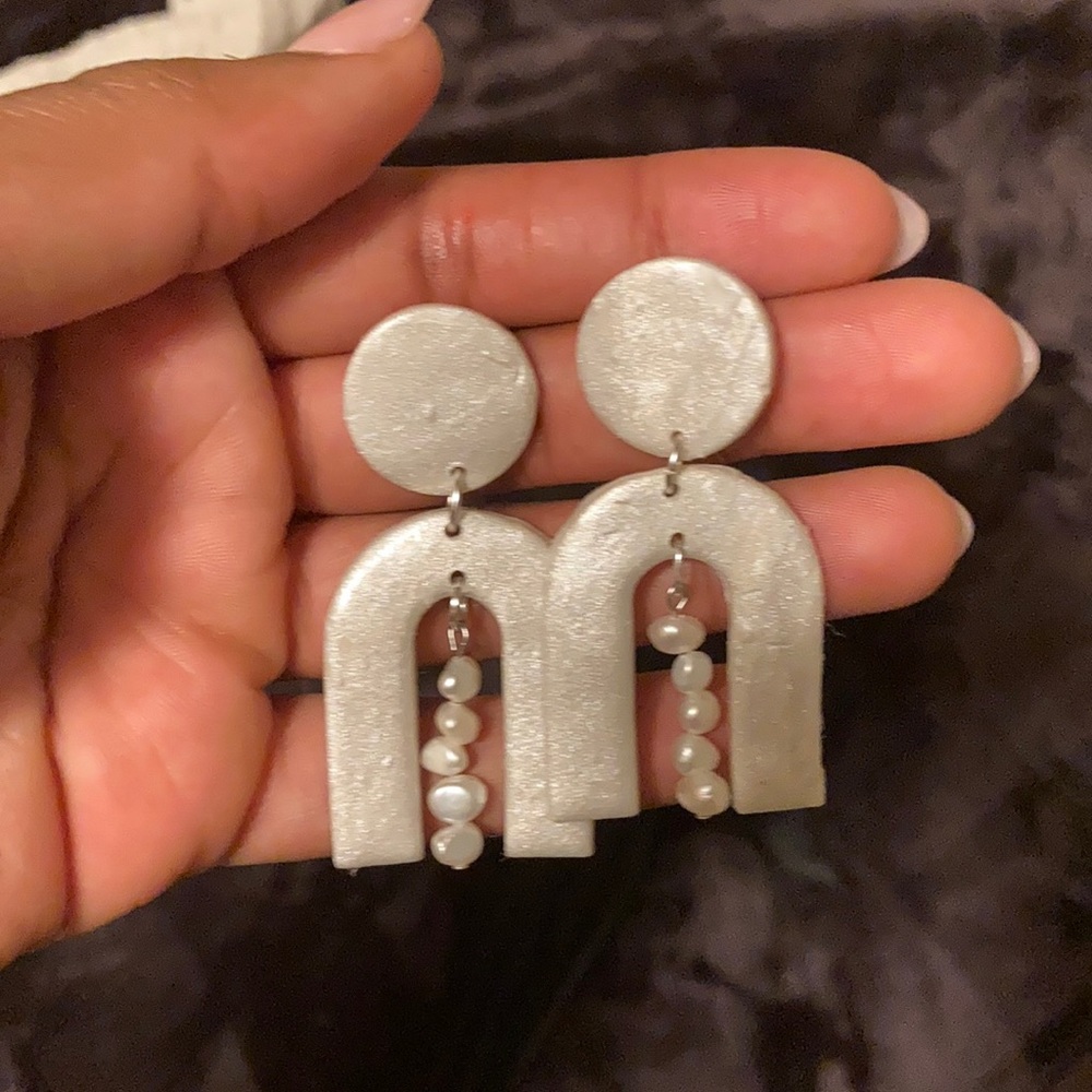 Pearl polymer clay earrings